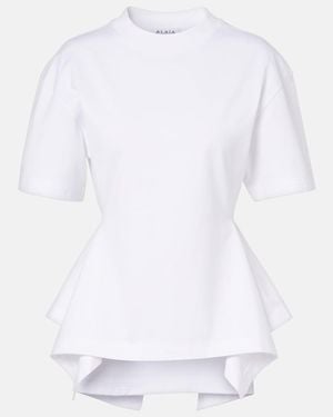 Alaïa Draped Cotton Jersey T-Shirt - White