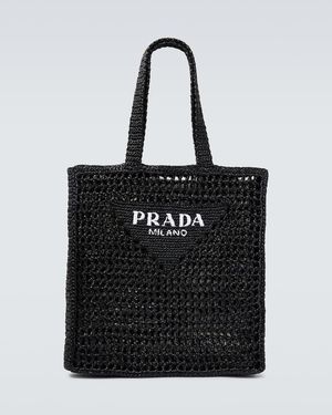 Prada Tote Bag Aus Haekelstrick - Schwarz
