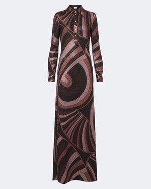 PUCCI Hemdblusenkleid Iride Aus Jersey Mit Lurex - Braun