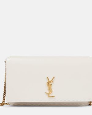 Saint Laurent Cassandre Leather Phone Pouch - White