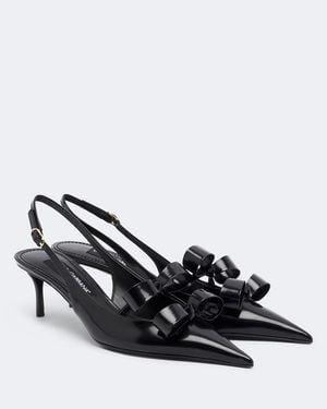 Dolce & Gabbana Bow-Detail Leather Slingback Pumps - Black