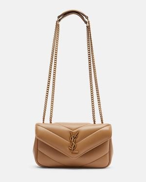 Saint Laurent Loulou Mini Leather Shoulder Bag - Natural