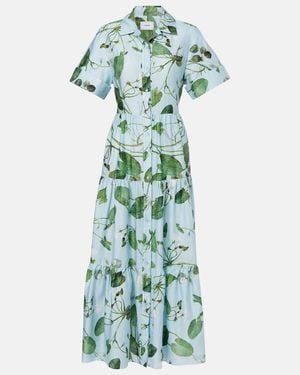 Erdem Tiered Floral Cotton Midi Dress - Green