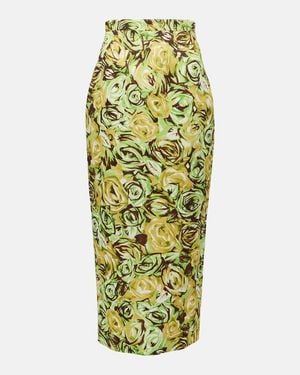 Emilia Wickstead Lorelei Floral Twill Pencil Skirt - Metallic
