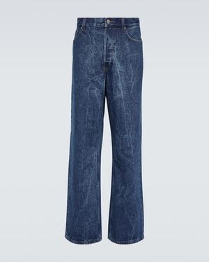 Dries Van Noten Marble-Wash Wide-Leg Jeans - Blue
