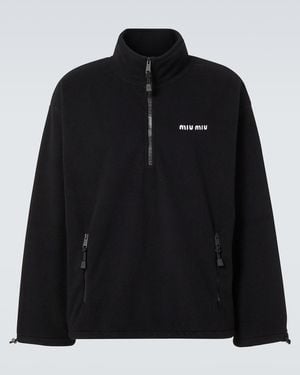 Miu Miu Fleece Half-Zip Jumper - Black