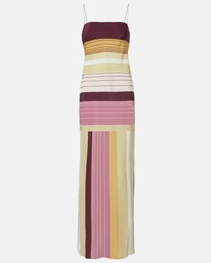SIR. Fontana Striped Silk Crepe Slip Dress - White