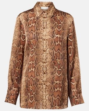 Zimmermann Hypnotic Snake-Print Silk Shirt - Brown