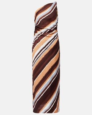 Faithfull the Brand Marga Striped One-Shoulder Linen Maxi Dress - Orange