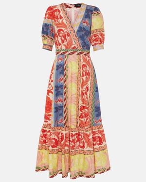 Etro Printed Cotton Wrap Dress - Red