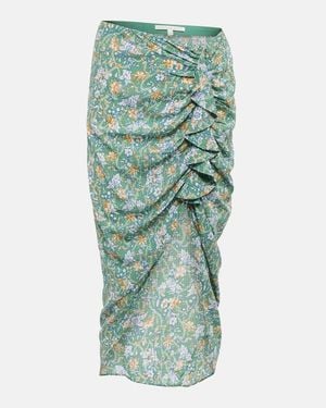 Veronica Beard Hazel Floral Asymmetric Midi Skirt - Green