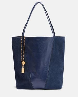 Chloé Spin Leather And Suede Tote Bag - Blue