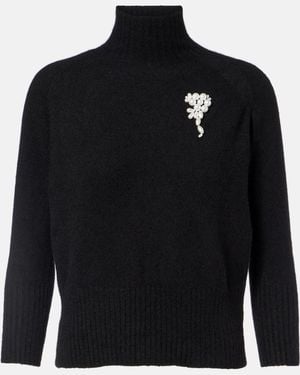 Simone Rocha Embellished Cashmere Turtleneck Jumper - Blue