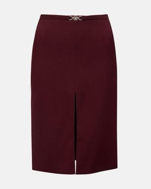 Versace Falda Tubo Medusa De Gabardina De Lana - Morado