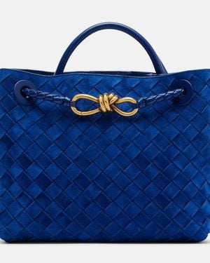 Bottega Veneta Andiamo Small Suede Tote Bag - Blue
