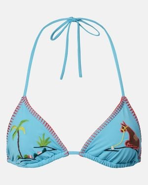 STAUD Top De Bikini Lido Bordado - Azul
