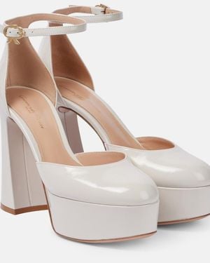 Gianvito Rossi Hilary Patent Leather Platform Pumps - White