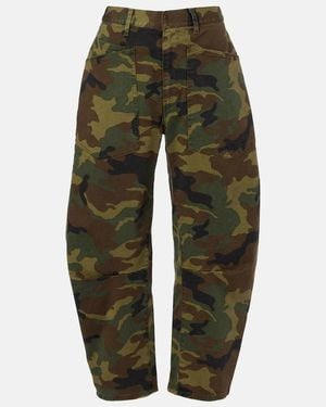 Nili Lotan Shon Camouflage Barrel-Leg Trousers - Green