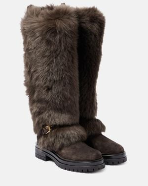 Gianvito Rossi Maverick Shearling And Suede Snow Boots - Black