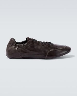Prada Collapse Leather Trainers - Brown