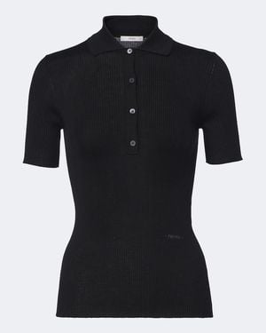 Fendi Geripptes Poloshirt Aus Einem Wollgemisch - Schwarz
