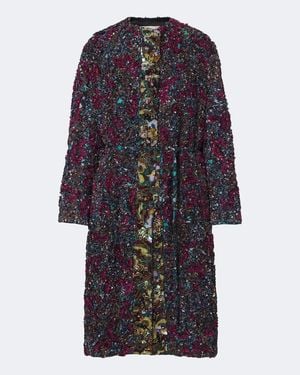 Dries Van Noten Cappotto Con Ricamo - Blu