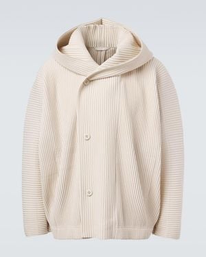 Homme Plissé Issey Miyake Monthly Colors: March Pleated Double-Breasted Cardigan - Natural