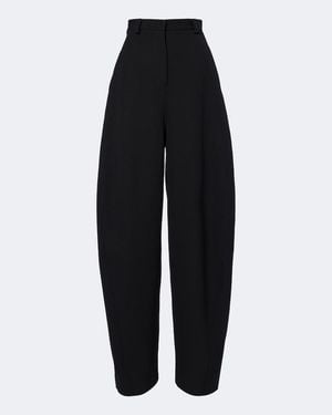 Balenciaga Pantalones Barrel De Lana - Negro