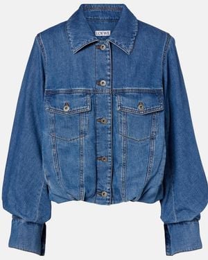 Loewe Gathered Denim Jacket - Blue