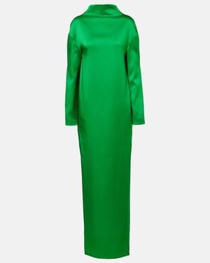 Tom Ford Oversized Open-Back Satin-Crepe Gown - Green