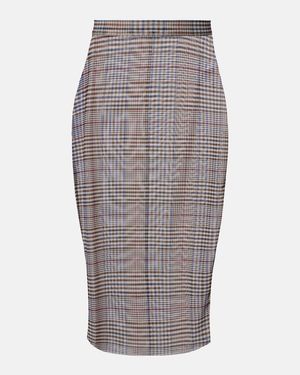 Frankie Shop Aurora Plaid Sheer Mesh Midi Skirt - Grey