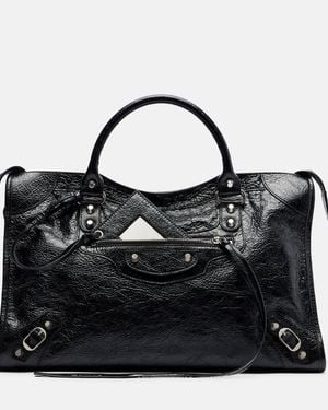 Balenciaga Le City Medium Leather Top-Handle Bag - Black