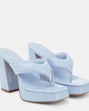 Gia Borghini Patent Leather Platform Sandals - Blue