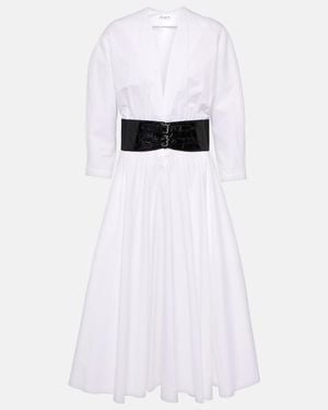 Alaïa Belted Cotton Dress - White