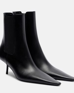 Saint Laurent Victoire 55 Leather Ankle Boots - Black