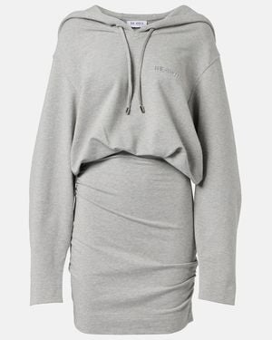 The Attico Cotton-Blend Jersey Sweatshirt Dress - Gray