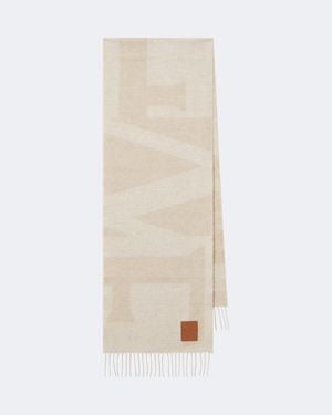 Loewe Logo Jacquard Cashmere Scarf - Natural