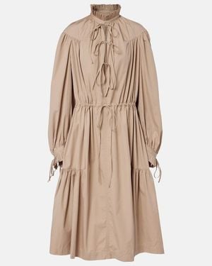 Dries Van Noten Ruffled Cotton Shirt Dress - Natural