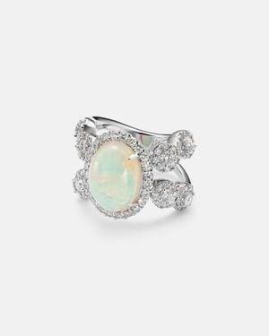 YEPREM Ring Reign Supreme Aus 18Kt Weissgold Mit Diamanten Und Opal - Weiß