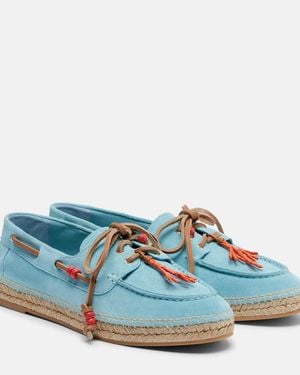 Aquazzura Seafarer Beaded Suede Espadrilles - Blue