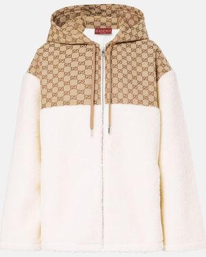 Gucci Reißverschlussjacke Aus Wollfleece Mit Gg Intarsien, Grösse - Natur
