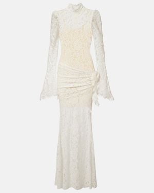 De La Vali Bridal Bodita Cotton-Blend Lace Gown - White