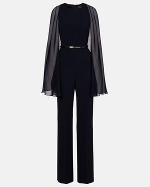 Max Mara Vertice Caped Cady Jumpsuit - Blue