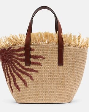 FARM Rio Tote Bag Basket Small Mit Leder - Braun