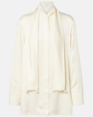 Jil Sander Scarf-Detail Satin Shirt - Natural