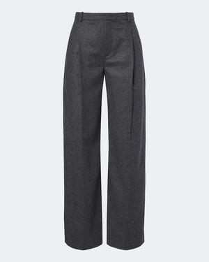 Vince Camille Wool-Blend Flannel Wide-Leg Pants - Gray