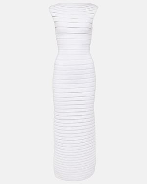 Alaïa Pleated Midi Dress - White