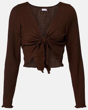 JADE Swim Dania Sheer Crop Top - Brown