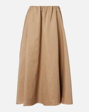 Brunello Cucinelli Cotton-Blend Midi Skirt - Natural