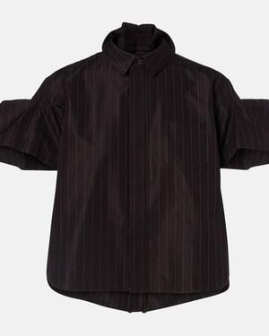 Sacai Top En Mezcla De Algodon A Rayas - Negro